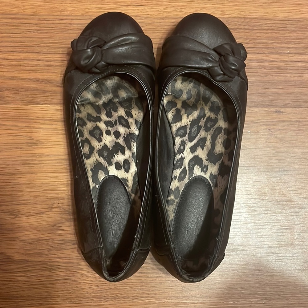 Worn Cupcake Couture black flats